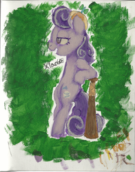 Size: 1583x2016 | Tagged: safe, artist:xiao668, screwball, pony, g4, baseball bat, female, hat, painting, propeller hat, solo, swirly eyes, traditional art