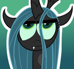 Size: 462x427 | Tagged: safe, artist:krabbshack, queen chrysalis, changeling, changeling queen, g4, :|, cute, cutealis, female, looking up, solo, unamused