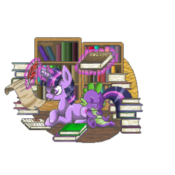 Size: 300x300 | Tagged: safe, artist:strawberrycheesecak3, spike, twilight sparkle, g4, pixel art