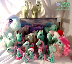 Size: 524x468 | Tagged: safe, blossom (g1), minty, minty (g1), minty (g4), snuzzle, earth pony, pony, g1, g3, g4, g1 to g3, g3 to g4, generation leap, irl, photo, ponyville, ponyville figure, toy