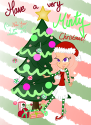 Size: 1024x1409 | Tagged: safe, artist:lilya28, minty, human, g3, christmas, humanized