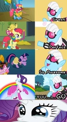 Size: 500x914 | Tagged: safe, apple bloom, photo finish, pinkie pie, rarity, twilight sparkle, g4, comic, crying, fashion