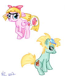 Size: 886x1047 | Tagged: safe, artist:ceriselioness, arnold shortman, bow, cap, crossover, hat, helga pataki, hey arnold, nickelodeon, parody, pigtails, ponified, tsundere