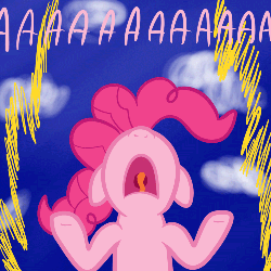 Size: 500x500 | Tagged: safe, artist:smile, pinkie pie, earth pony, pony, g4, aaaaaaaaaa, animated, aura, dragon ball, dragon ball z, female, floppy ears, open mouth, screaming, solo, super saiyan, tongue out