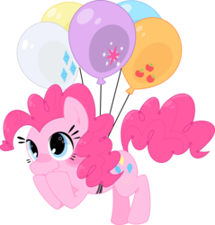 Size: 4793x5010 | Tagged: safe, artist:mochi--pon, pinkie pie, earth pony, pony, g4, absurd resolution, balloon, cute, female, floating, mare, simple background, smiling, solo, then watch her balloons lift her up to the sky, transparent background, vector