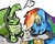 Size: 1000x800 | Tagged: safe, artist:ask-tankthetortoise, rainbow dash, tank, g4, drool