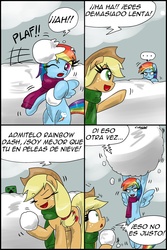 Size: 1024x1530 | Tagged: safe, artist:ciriliko, artist:innuendo88, applejack, rainbow dash, g4, creeper, spanish, translation