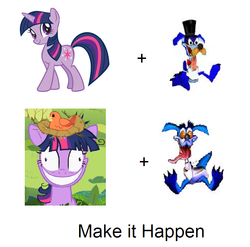 Size: 888x876 | Tagged: safe, twilight sparkle, g4, crash bandicoot (series), crossover, exploitable meme, insanity, make it happen, meta, ripper roo, twilight snapple