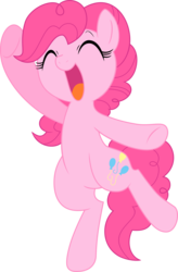 Size: 2196x3356 | Tagged: safe, artist:mochi--pon, pinkie pie, earth pony, pony, g4, bipedal, cute, diapinkes, eyes closed, female, happy, mare, open mouth, simple background, smiling, solo, transparent background, underhoof, vector, waving