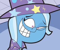 Size: 1200x1000 | Tagged: safe, trixie, pony, unicorn, g4, cape, clothes, female, hat, mare, parody, style emulation, tell me i'm pretty, the fairly oddparents, trixie tang, trixie's cape, trixie's hat