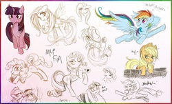 Size: 1894x1144 | Tagged: safe, artist:serge-stiles, applejack, fluttershy, pinkie pie, rainbow dash, rarity, twilight sparkle, pony, g4, female, mane six, mare, sketch