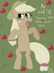 Size: 2550x3468 | Tagged: safe, artist:toonboy92484, applejack, g4, apple, bellyrubs, discorded, discorded applejack, liarjack, tsundere, tsunjack