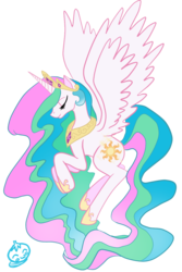 Size: 800x1200 | Tagged: safe, artist:lilmandarin, princess celestia, pony, g4, female, flying, solo