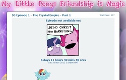 Size: 785x499 | Tagged: safe, pinkie pie, rainbow dash, twilight sparkle, g4, the crystal empire, countdown, jesus christ how horrifying