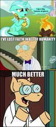Size: 604x1357 | Tagged: safe, lyra heartstrings, g4, crossover, farnsworth, futurama, i don't like humans anymore, male, meme, ponified