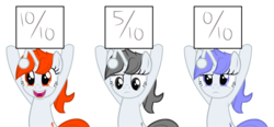 Size: 900x417 | Tagged: safe, artist:pinkiepi314, oc, oc:apathia, oc:discentia, oc:karma, pony, bipedal, female, frown, glare, hoof hold, lidded eyes, mare, open mouth, ponified, reddit, simple background, smiling, transparent background