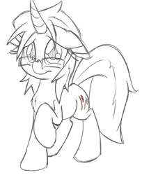 Size: 500x613 | Tagged: dead source, safe, artist:leadhooves, oc, oc only, oc:kneaded rubber, pony, glasses, monochrome, sketch, solo