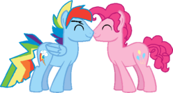 Size: 562x303 | Tagged: safe, artist:chaotic-kitties, artist:starryoak, pinkie pie, rainbow dash, earth pony, pegasus, pony, g4, bubble berry, gay, male, nuzzling, rainbow blitz, rule 63, ship:bubbleblitz, ship:pinkiedash, shipping, simple background, transparent background