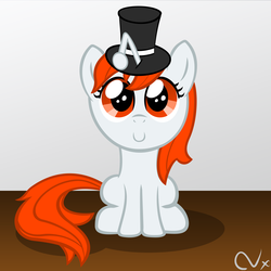 Size: 5000x5000 | Tagged: safe, artist:nyax, oc, oc:karma, absurd resolution, female, filly, hat, ponified, reddit, sitting, top hat, vector