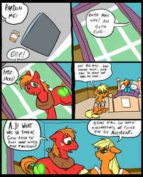 Size: 827x1025 | Tagged: safe, artist:metal-kitty, applejack, big macintosh, rainbow dash, earth pony, pony, comic:mlp project, g4, bandage, bed, comic, female, male, mare, stallion