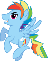 Size: 376x476 | Tagged: safe, artist:randina42, artist:starryoak, rainbow dash, pegasus, pony, g4, rainbow blitz, rule 63, scene interpretation, simple background, transparent background