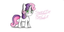 Size: 2834x1417 | Tagged: safe, artist:sestch, sweetie belle, pony, unicorn, g4, female, filly, foal, simple background, solo, white background