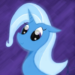 Size: 5000x5000 | Tagged: dead source, safe, artist:cosmicguillotine, trixie, pony, unicorn, g4, :3, absurd resolution, bust, cute, eyes, female, glowing, hair, mare, profile, reflection, smiling, solo