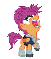 Size: 378x442 | Tagged: safe, artist:starryoak, scootaloo, pegasus, pony, g4, rule 63, scene interpretation, scooteroll, simple background, solo, transparent background