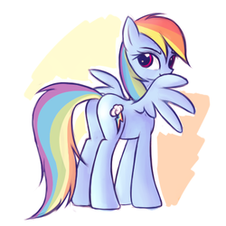 Size: 500x500 | Tagged: source needed, safe, artist:fajeh, artist:rustydooks, rainbow dash, pegasus, pony, g4, butt, cute, dashabetes, female, plot, rainbutt dash, solo, spread wings, wings