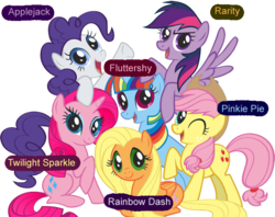 Size: 680x539 | Tagged: safe, applejack, fluttershy, pinkie pie, rainbow dash, rarity, twilight sparkle, g4, mane six, mane six opening poses, palette swap, simple background, transparent background, wrong