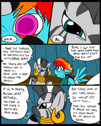 Size: 827x1025 | Tagged: safe, artist:metal-kitty, rainbow dash, zecora, pegasus, pony, zebra, comic:mlp project, g4, bandage, blind, blind rainbow dash, comic, female, mare, poison joke