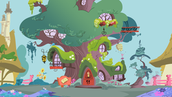Size: 3840x2160 | Tagged: safe, artist:somepony, background, golden oaks library, no pony, ponyville, vector
