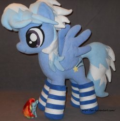 Size: 900x907 | Tagged: safe, artist:calusariac, cloudchaser, pony, g4, clothes, irl, photo, plushie, socks, striped socks, toy