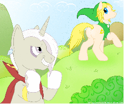 Size: 1048x881 | Tagged: safe, artist:anita-valo, animated, butt, clapping, clothes, flank, ghirahim, link, nintendo, plot, ponified, rapeface, smirk, the legend of zelda