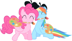 Size: 4000x2265 | Tagged: safe, artist:somepony, pinkie pie, rainbow dash, g4, simple background, transparent background, vector