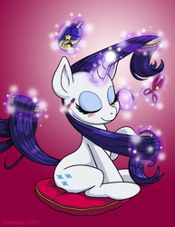 Size: 638x825 | Tagged: safe, artist:latecustomer, rarity, pony, g4, brush, brushie, female, grooming, makeup, solo