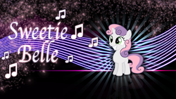 Size: 1920x1080 | Tagged: safe, artist:rhubarb-leaf, sweetie belle, g4, smiling, text, vector, wallpaper