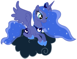 Size: 1900x1466 | Tagged: safe, artist:purplefairy456, princess luna, pony, g4, cloud, female, prone, simple background, solo, transparent background, vector