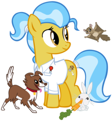 Size: 2580x2820 | Tagged: safe, artist:purplefairy456, angel bunny, doctor fauna, winona, earth pony, flying squirrel, pony, g4, carrot, female, mare, simple background, transparent background, vector