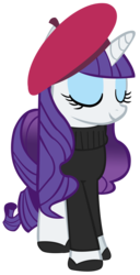 Size: 1344x2616 | Tagged: safe, artist:purplefairy456, rarity, pony, g4, beatnik rarity, beret, clothes, female, hat, simple background, solo, sweater, transparent background, turtleneck, vector