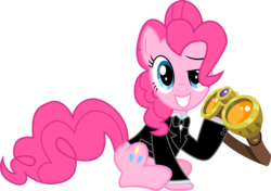 Size: 6000x4225 | Tagged: dead source, safe, artist:gray--day, pinkie pie, g4, the crystal empire, absurd resolution, clothes, night vision goggles, pinkie spy, simple background, transparent background, tuxedo, vector