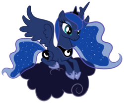 Size: 709x587 | Tagged: safe, artist:proenix, princess luna, alicorn, pony, luna eclipsed, cloud, cutie mark, female, hooves, horn, jewelry, mare, on a cloud, prone, regalia, simple background, sitting on a cloud, solo, spread wings, svg, tiara, transparent background, vector, wings