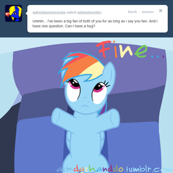 Size: 665x665 | Tagged: dead source, safe, artist:drumblastingquilava, rainbow dash, g4, ask, askdashanddo, tumblr