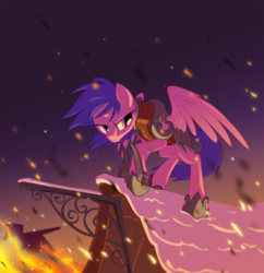 Size: 2250x2325 | Tagged: safe, artist:equestria-prevails, firefly, alicorn, pony, g1, g4, alicornified, armor, broken horn, female, fire, g1 to g4, generation leap, hoof blades, hoof shoes, mare, metal claws, race swap, solo