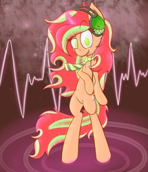 Size: 1201x1399 | Tagged: safe, artist:w300, oc, oc only, pony, unicorn, bipedal, clothes, headphones, scarf, solo, tumblr