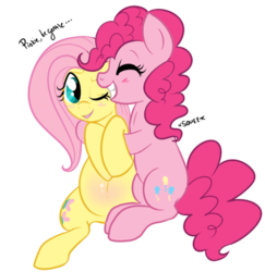 Size: 444x456 | Tagged: safe, artist:lulubell, fluttershy, pinkie pie, g4, female, lesbian, magical lesbian spawn, offspring, pregnant, ship:flutterpie, shipping, simple background, transparent background