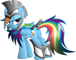 Size: 2876x2279 | Tagged: safe, artist:itchykitchy, rainbow dash, pegasus, pony, g4, armor, female, looking back, simple background, solo, transparent background