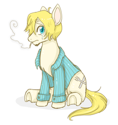 Size: 883x931 | Tagged: safe, artist:bamboogecko, earth pony, pony, cigarette, crossover, crying, male, one piece, ponified, stallion, vinsmoke sanji