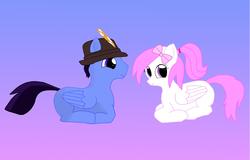 Size: 3819x2448 | Tagged: safe, artist:novahooves, oc, oc only, pegasus, pony, blank flank, female, hat, male, mare, mint wash, novahooves, stallion