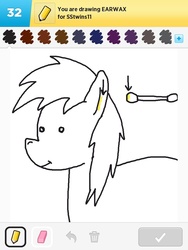 Size: 768x1024 | Tagged: safe, artist:drawsomeponies, derpy hooves, pegasus, pony, g4, draw something, earwax, female, mare, wat